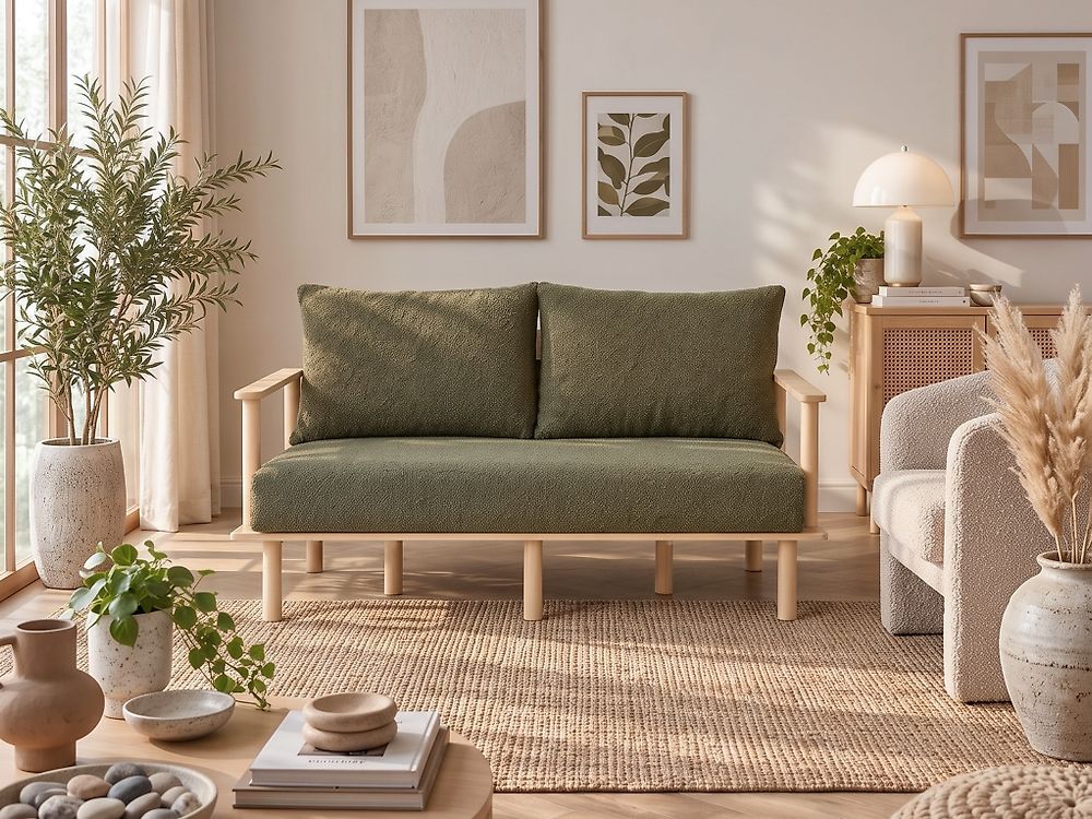 Sofa 2-seters ASKER Bouclé Mørkegrønn