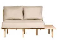 Sofa 2 Seater SALO with Tables Fabric Beige_932610
