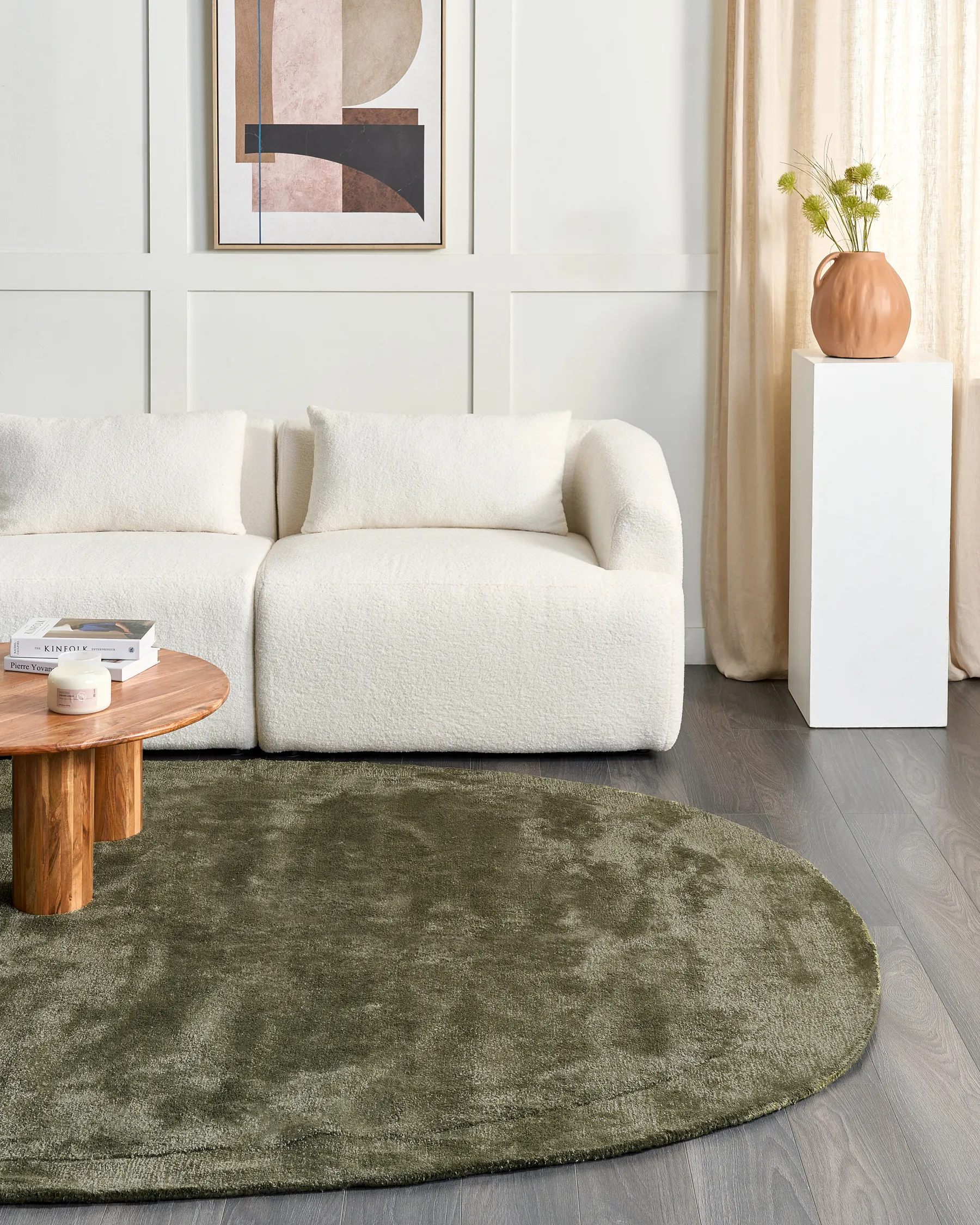 Rug MITHA Olive Green 200 x 300 cm Viscose_904078
