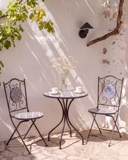 Set of 2 Garden Chairs SIPONTO Folding Metal White/ Blue_1155764