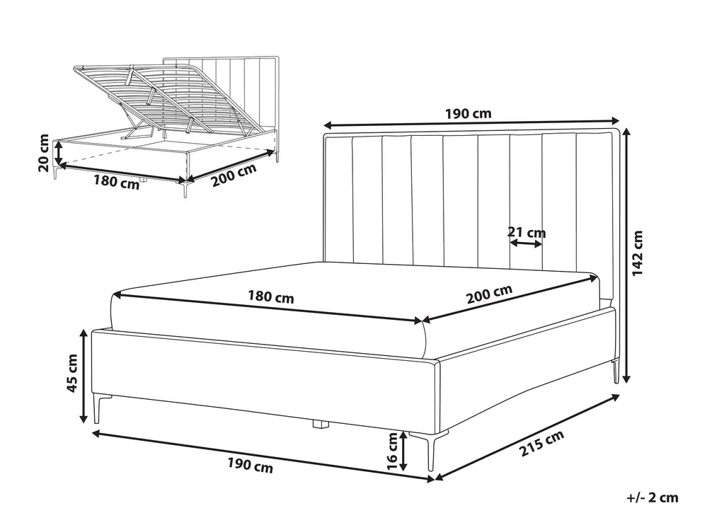 Ottoman Bed SEZANNE Boucle Off-White 180 x 200 cm (EU Super King)_939811