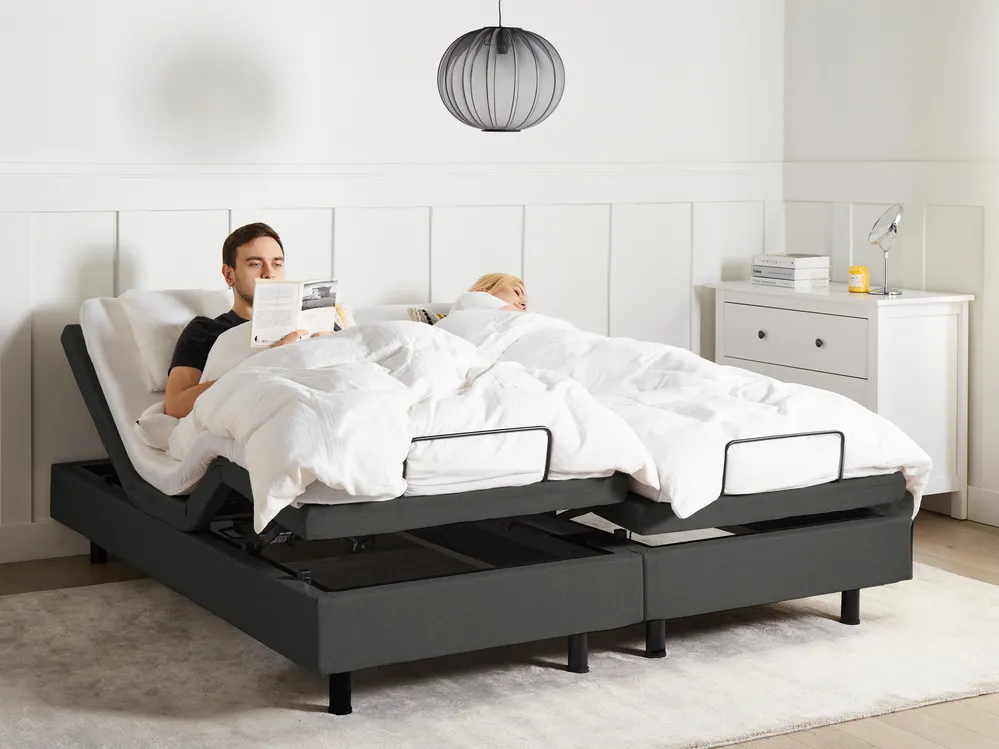 Adjustable Bed without Headboard Fabric DUKE II 180 x 200 cm (EU Super King) Dark Grey_987939