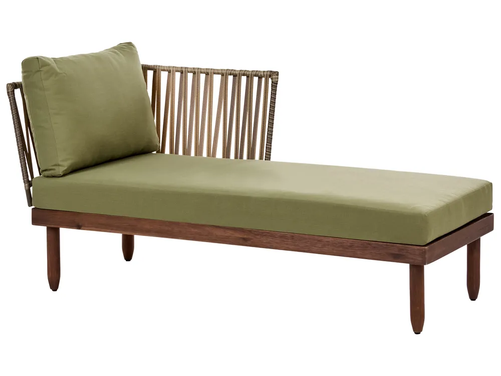 Garden Lounge Set with Table 4 Seater CREMONA Acacia Wood Dark Brown/ Green Left Hand_1099776