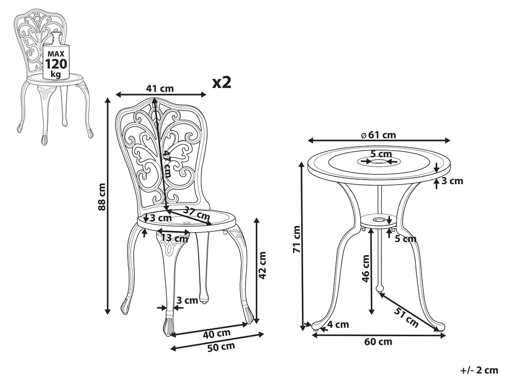 Bistro Set TRIORA/DASCIO Metal Off-White_931840