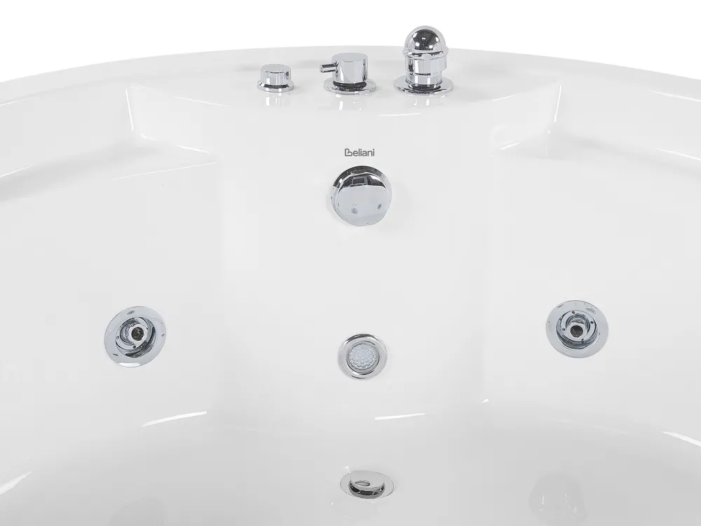Corner Hot Tub with LED MILANO 1810 x 1500 mm with Built-In Bluetooth Speaker White_773618