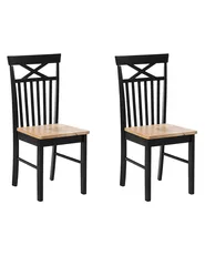 Set of 2 Dining Chairs HOUSTON Wood Black_745119