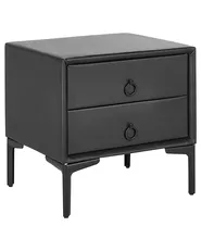 2 Drawer Bedside Table SEZANNE Faux Leather Black_795386