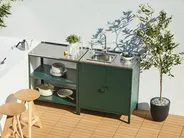 2 Piece Outdoor Kitchen Set with Sink VILAMA Green Metal_974255