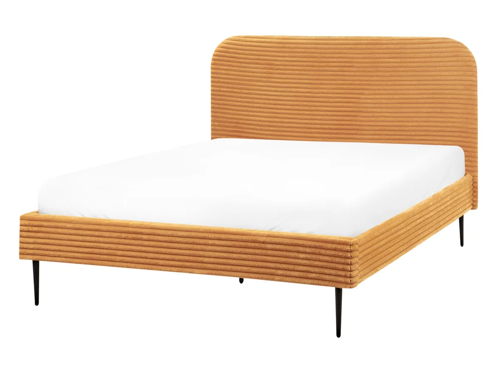Bed Corduroy FLAYAT 140 x 200 cm (EU Double) Orange_967955