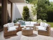 Garden Lounge Set with Table 9 Seater SEVERO PE Rattan Golden Brown_904494