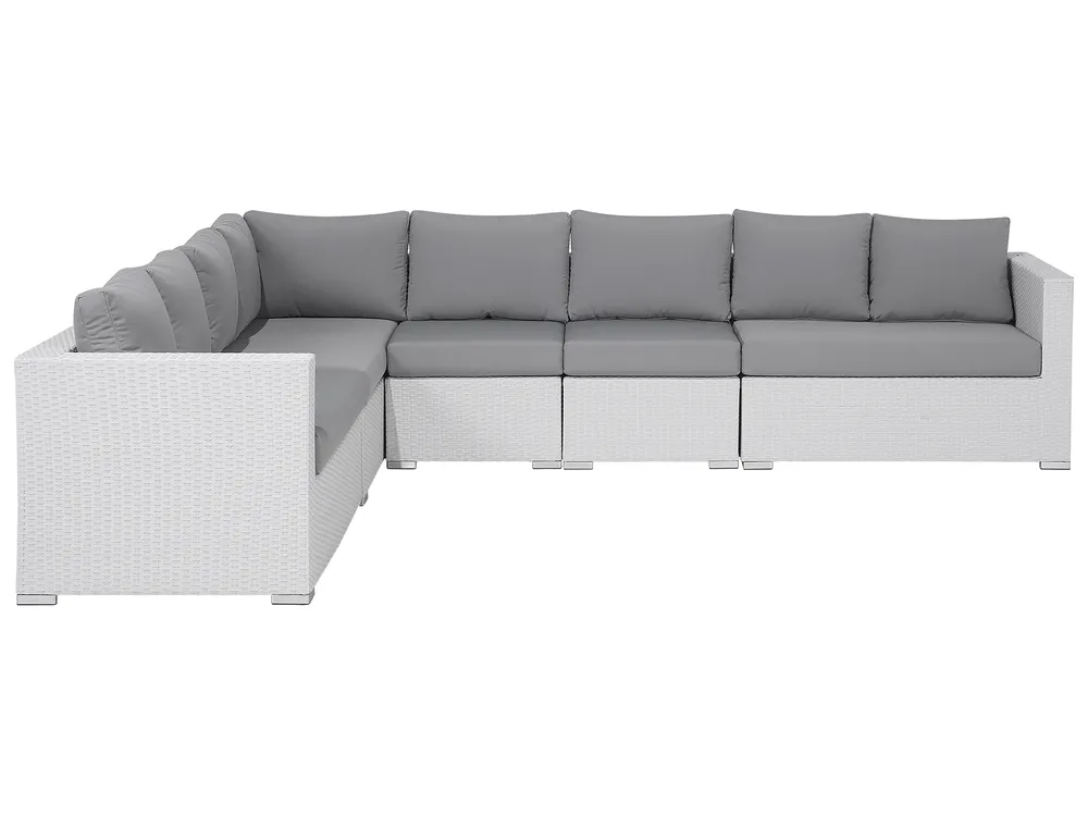 Ulkosohvaryhmä pöydällä 8-istuttava XXL modulaarinen Polyrottinki Valkoinen Oikea_705964