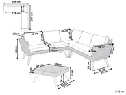 Garden Corner Sofa with Table 6 Seater VITTORIA PE Rattan Off-White_1090695