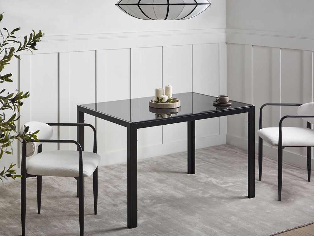 Dining Table LAVOS Black 120 cm 80 cm Tempered Glass