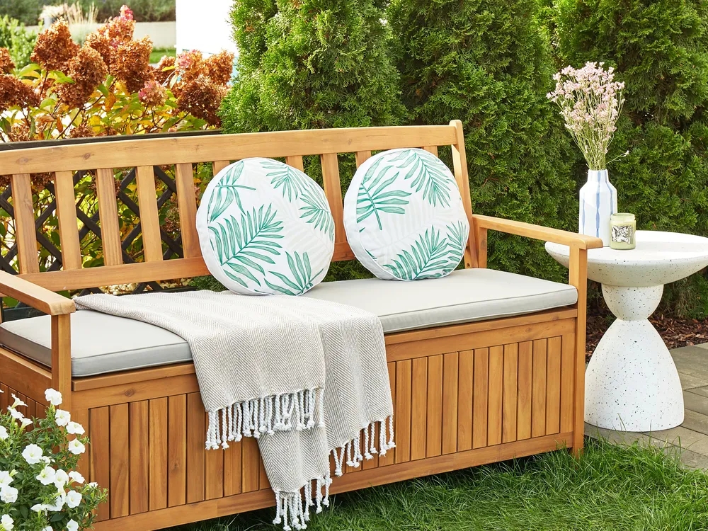 Set of 2 Outdoor Cushions POGGIO Plant Pattern 40 x 40 cm Green_905265