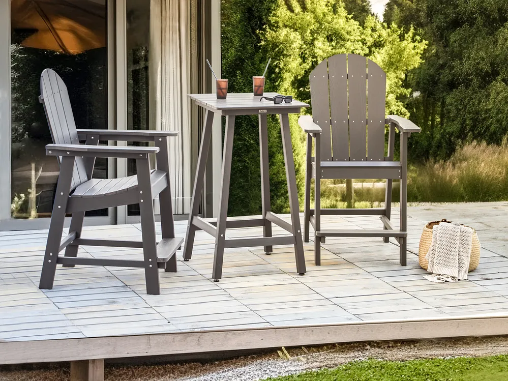 Garden Bar Table ADIRONDACK 60 cm 59 cm Synthetic Material Dark Grey