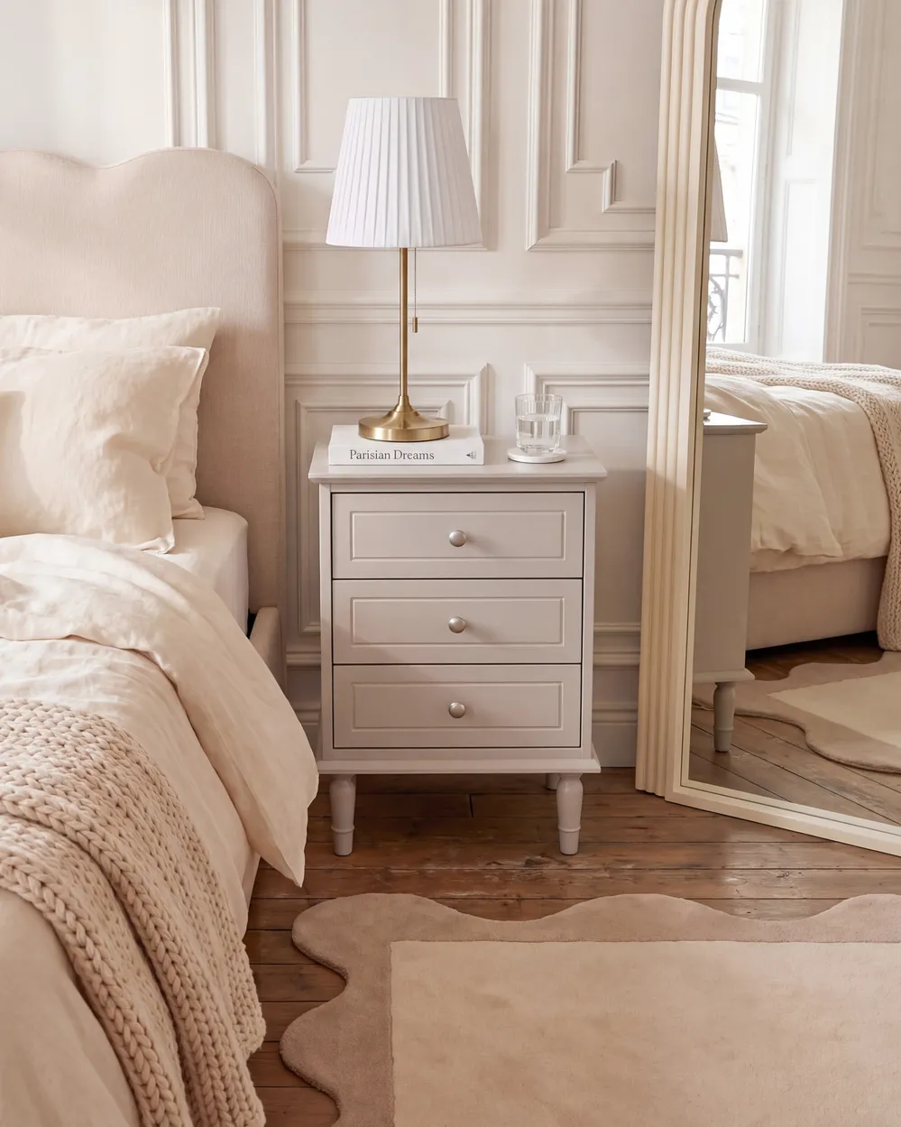Sängbord med 3 lådor OBERON Beige_1135057