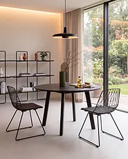 Set of 2 Dining Chairs HARLAN Metal Black_1151212