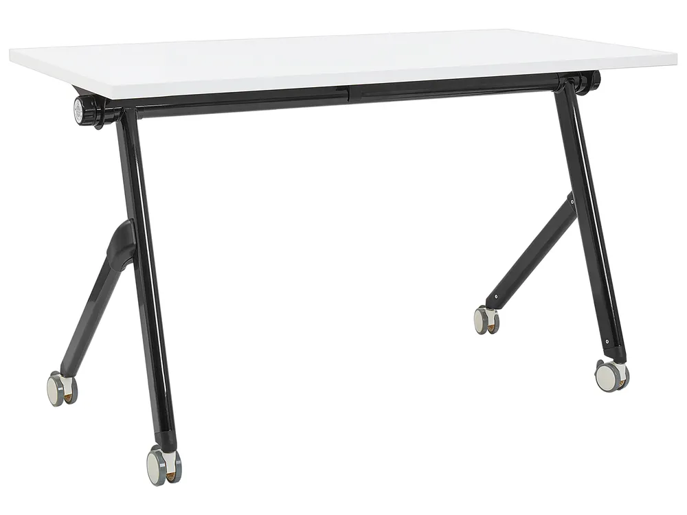 Foldable Office Desk BENDI 120 cm 60 cm with Wheels White