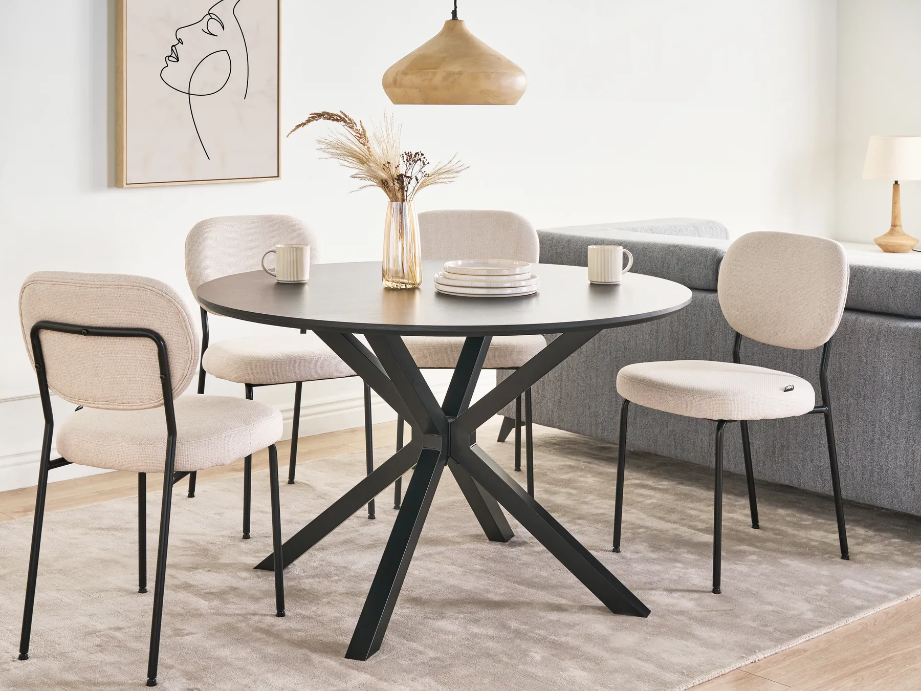 Dining Table FITZROY Black 120 cm 120 cm_1001896
