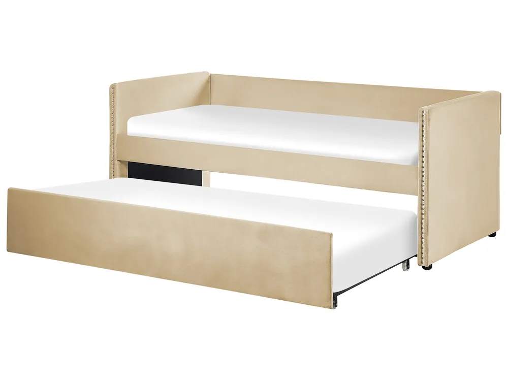 Trundle Bed Velvet TROYES 90 x 200 cm (EU Single) Beige