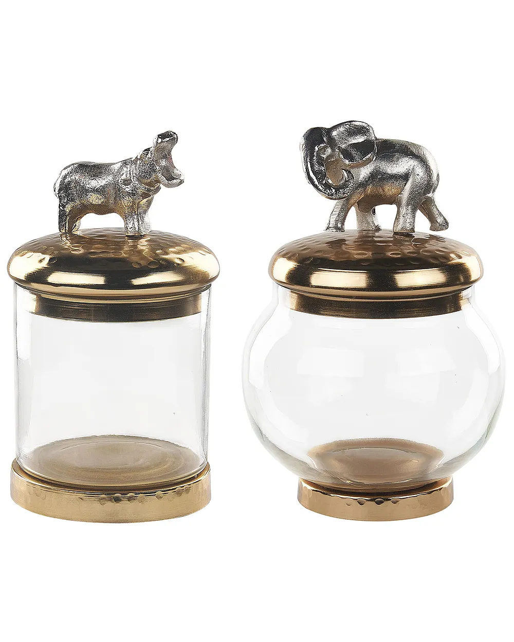 Set of 2 Trinket Boxes LAKI Glass Gold