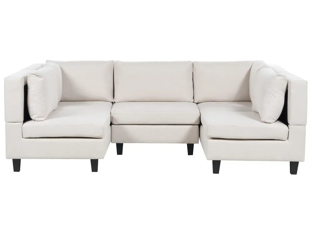 Modular U-Shape Sofa 5 Seater UNSTAD Fabric Light Beige