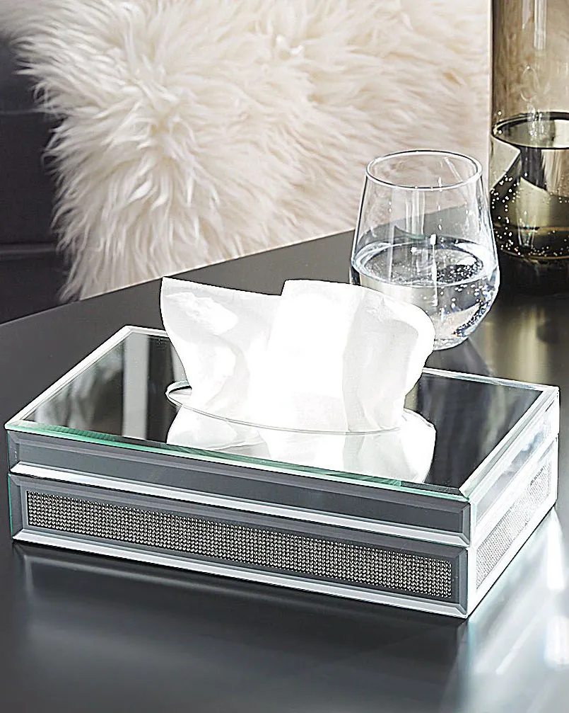 Tissue Box CHARLY Glass Silver
