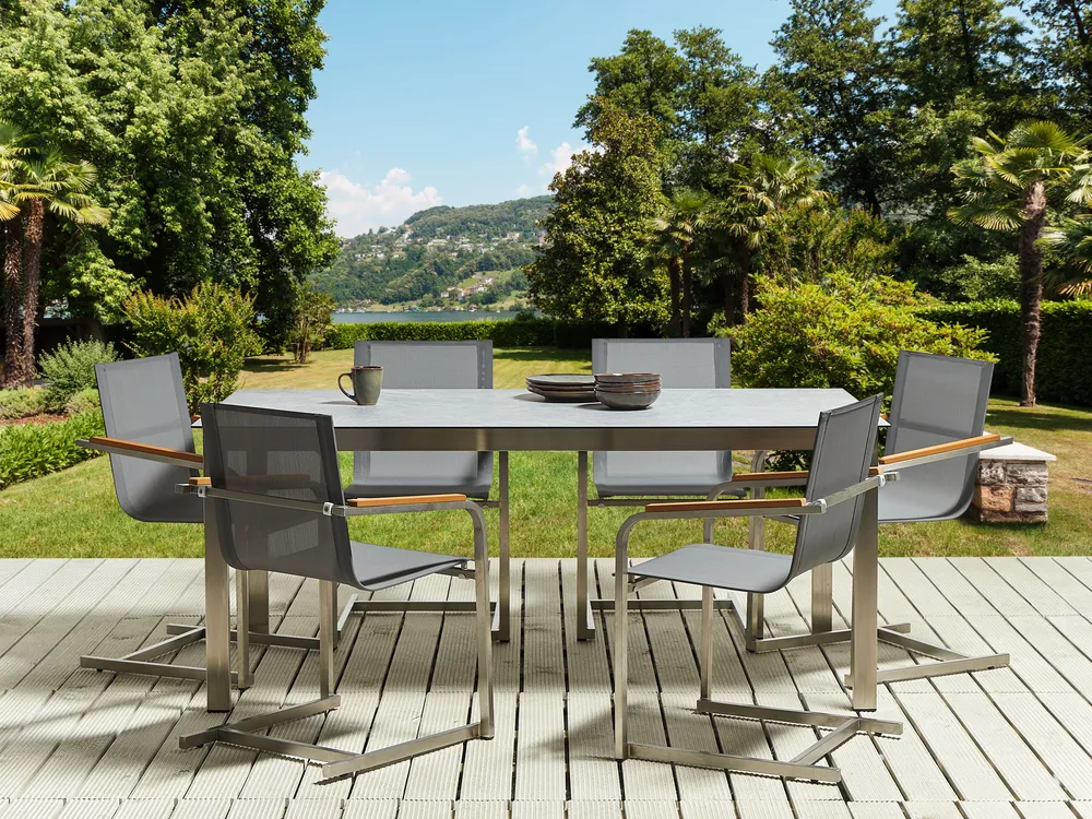 Garden Dining Table COSOLETO 180 cm 90 cm Glass Grey