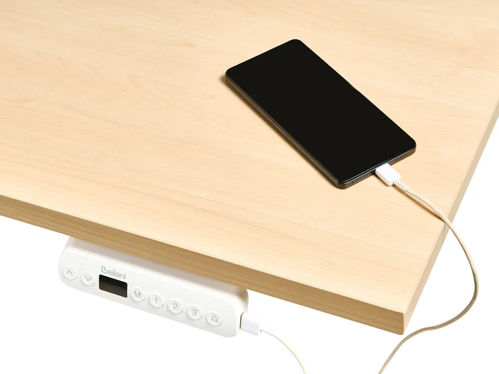 Electric Adjustable Standing Desk DESTINAS 180 cm 72 cm Light Brown/ White_1000431