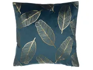 Set of 2 Decorative Cushions FREESIA 45 x 45 cm Velvet Teal Plant Pattern_769931