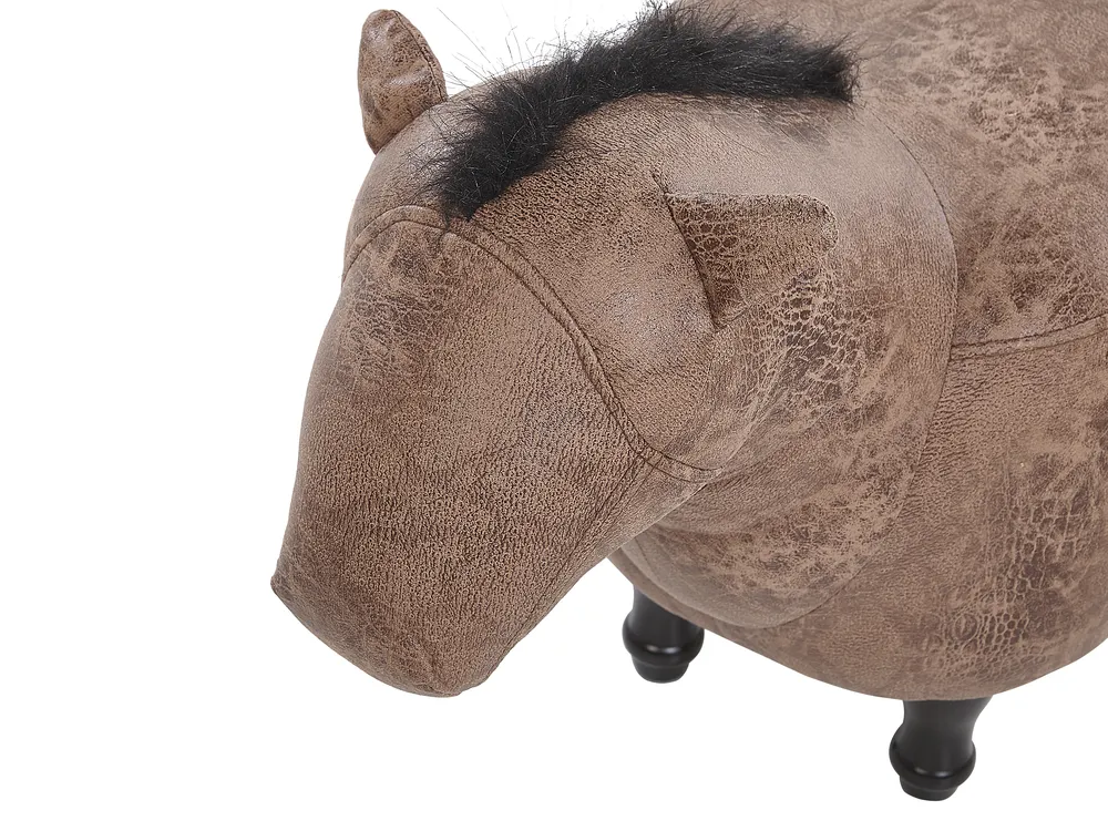 Animal Stool HORSE Horse Faux Leather Light Brown_783196