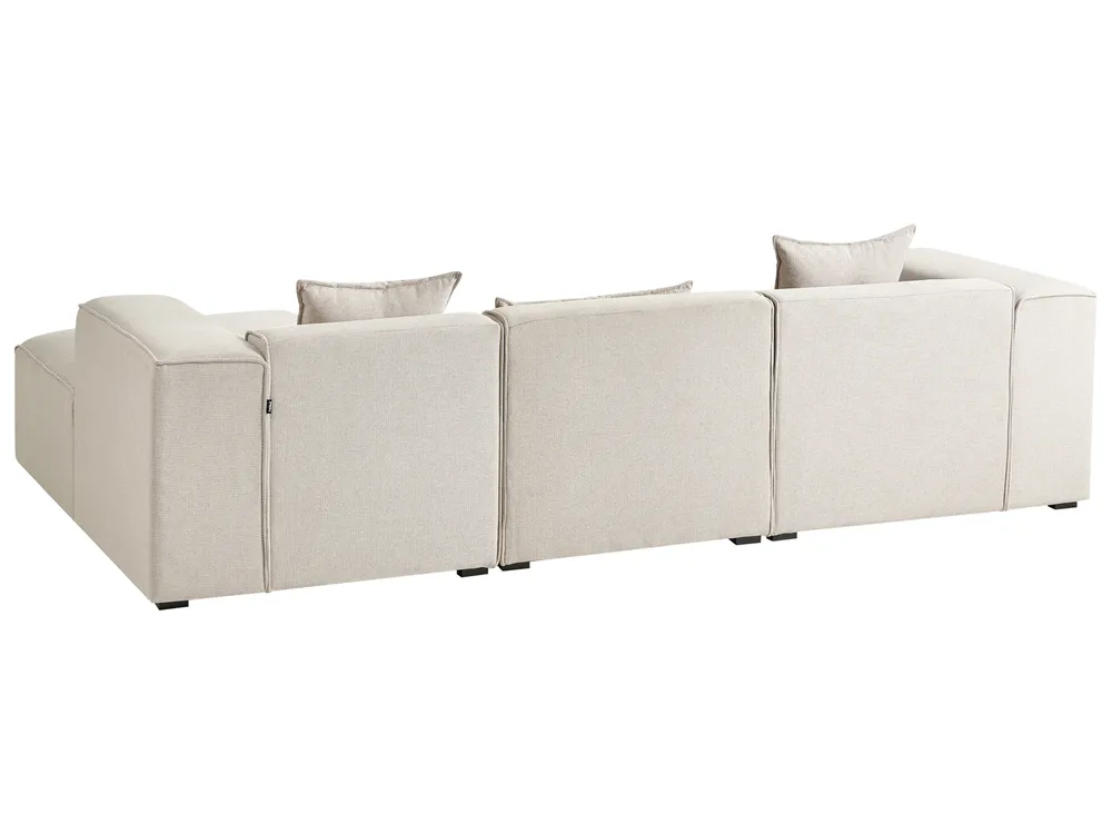 Corner Sofa 3 Seater DOLVA Fabric Light Beige Left Hand_871833