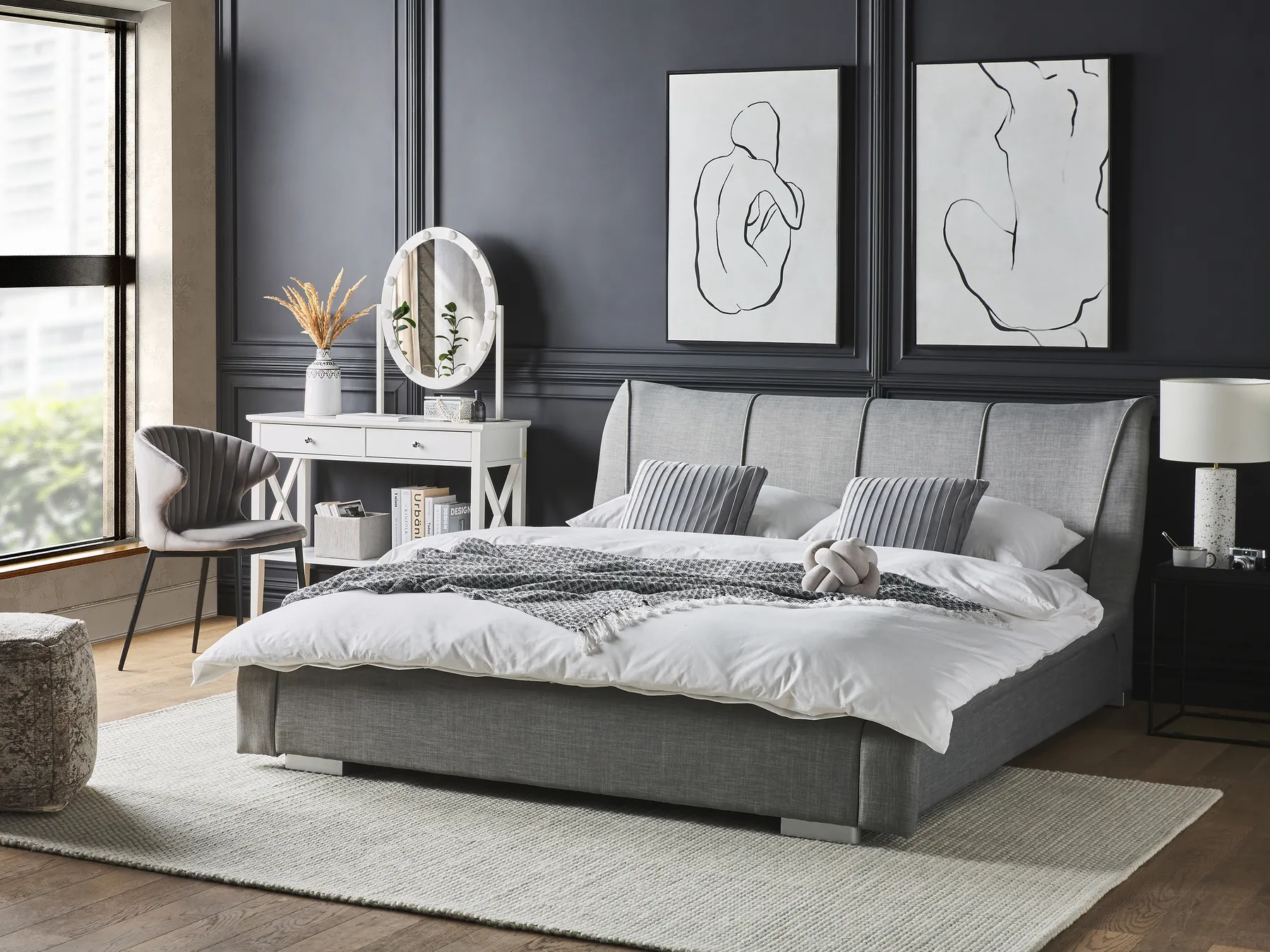 Waterbed Fabric NANTES 140 x 200 cm (EU Double) Light Grey_757967