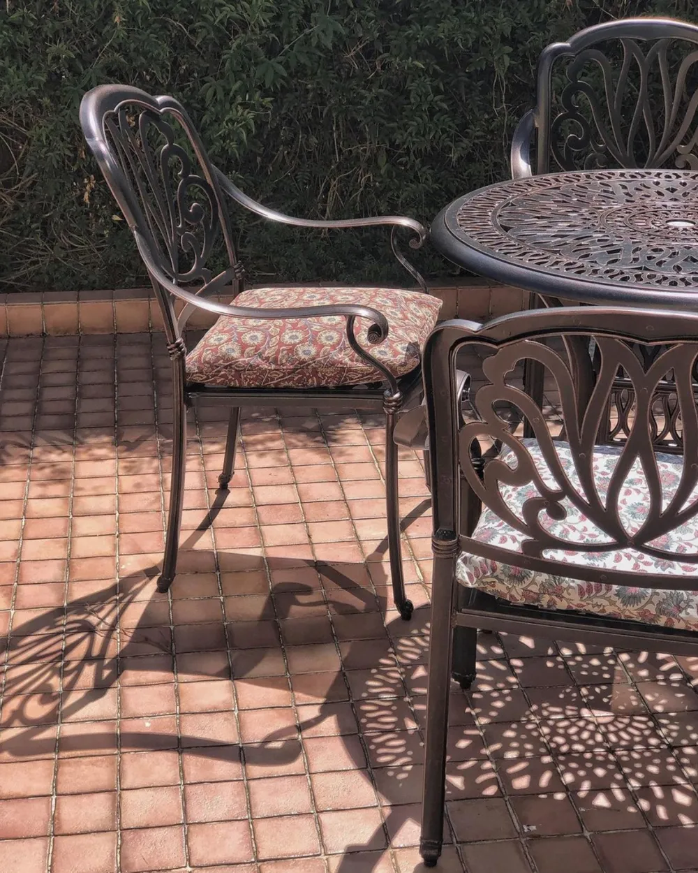 Set of 4 Garden Chairs with Cushions ANCONA Metal Dark Brown_884305