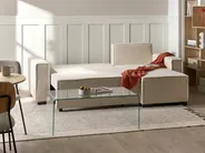 Hörnbäddsoffa 3-sits EDANE med förvaring Bouclé Off-White Vänstervänd_1057052