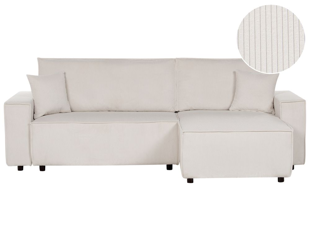 Hjørnesovesofa 3-seter ABACKA Kordfløyel Off white Venstrevendt