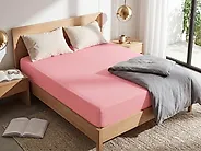 Fitted Sheet JANBU 200 x 200 cm Cotton Coral_1178584