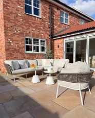 Garden Sofa Set 7 Seater ROBELLA with Tables Beige_1072081
