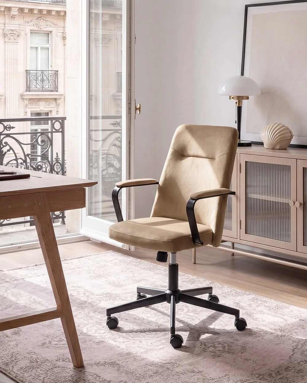 Kontorsstol CAROGA Sammet Beige_1144178