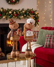 Set of 2 Christmas Decorations EIKEREN 55 cm Gingerbread Man Brown_1023044