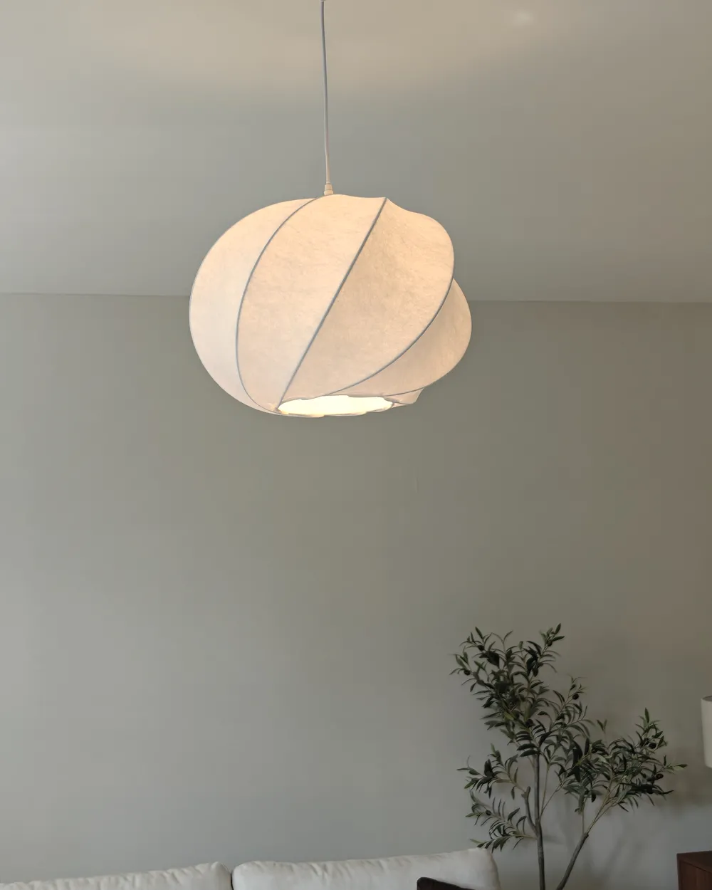 Pendant Lamp MAQUINE Faux Silk White_1022610
