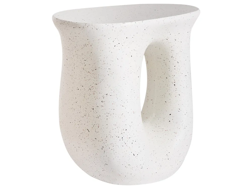 Side Table IDRO 42 cm 28 cm Terrazzo Effect Off-White