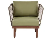 Garden Lounge Set with Table 4 Seater CREMONA Acacia Wood Dark Brown/ Green Left Hand_1099778