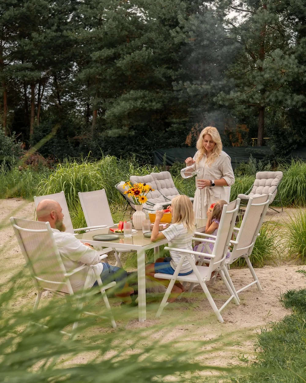 Garden Dining Set 6 Seater CATANIA Metal Beige_1109386