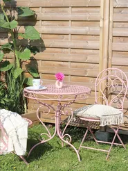 Bistro Table ALBINIA 70 cm 70 cm Metal Pink_836135