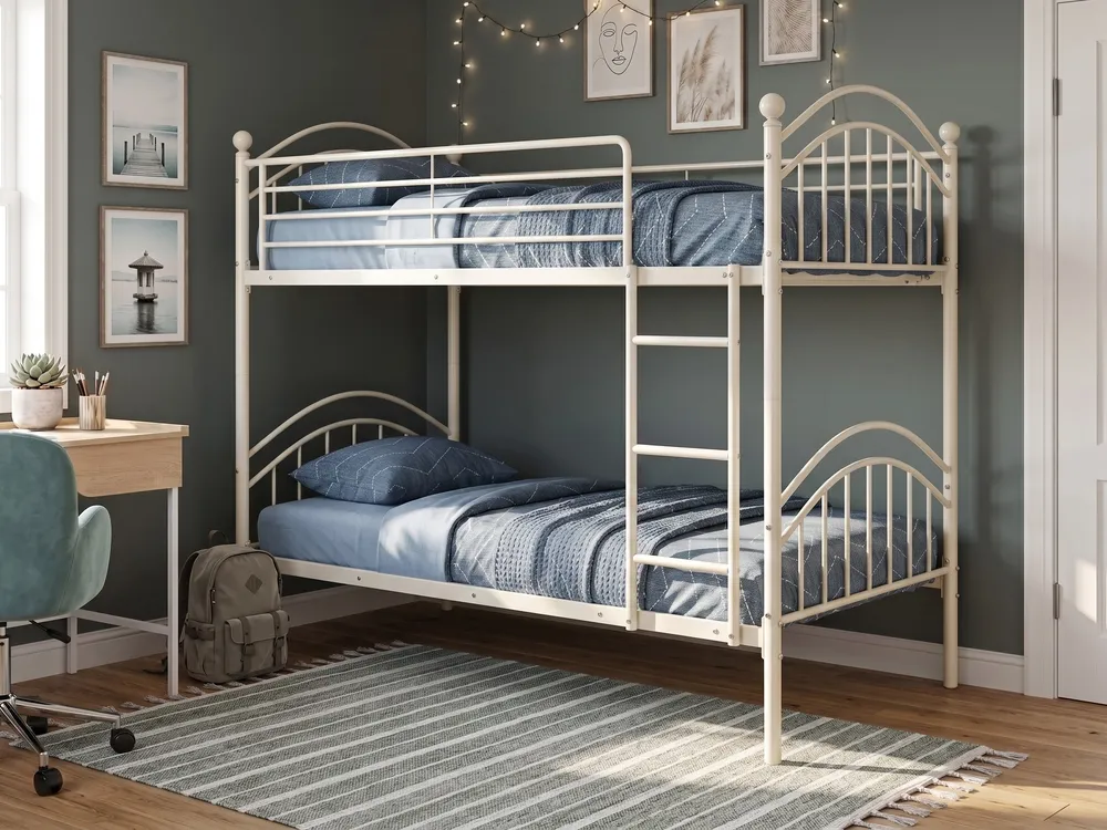 Bunk Bed Metal CHARTRES 90 x 200 cm (EU Single) Beige_1116727