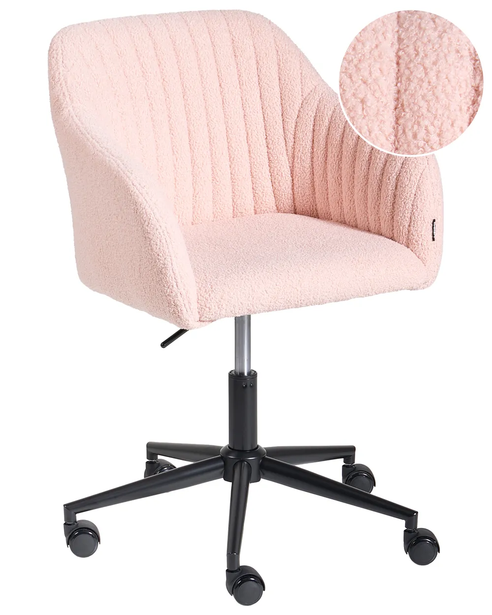 Desk Chair VENICE Boucle Pastel Pink