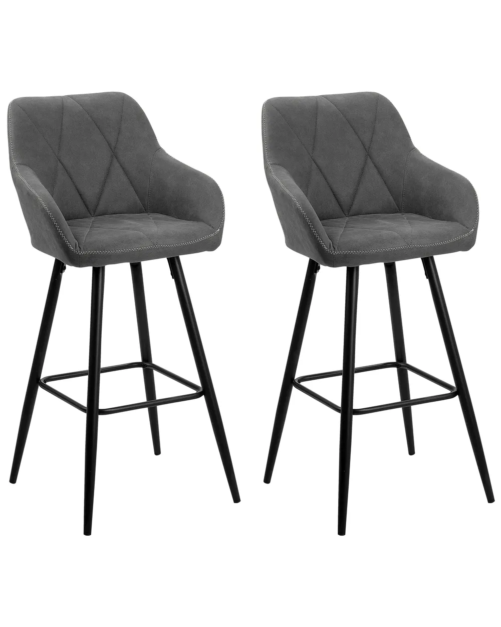 Set of 2 Bar Chairs DARIEN Grey
