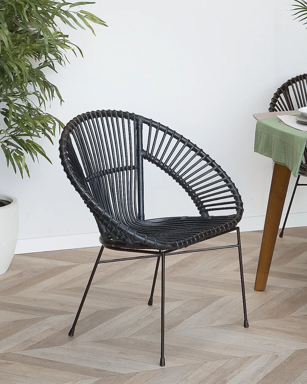 Dining Chair SARITA Rattan Black_1182829