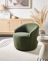 Swivel Armchair DAVIK Boucle Dark Green